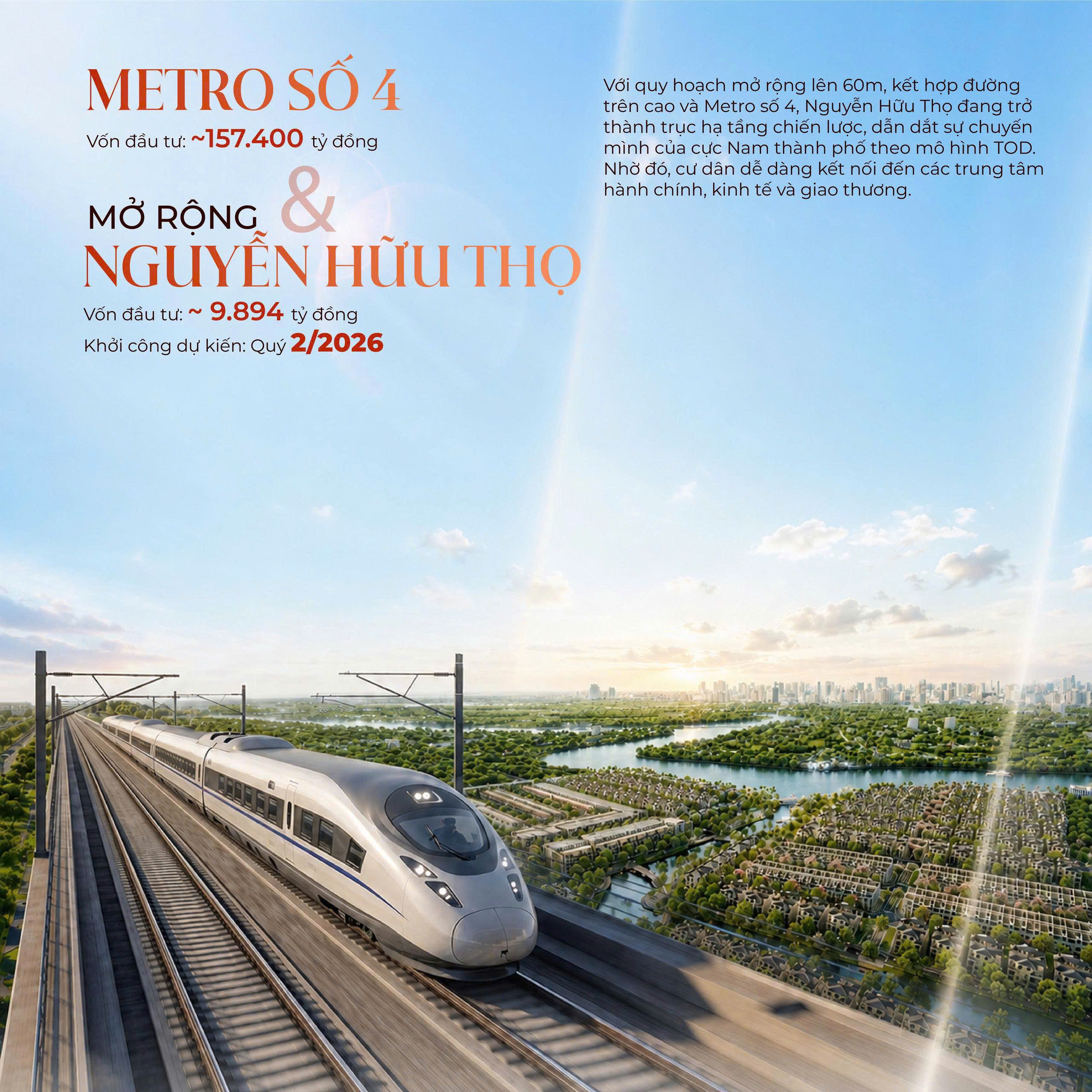 Tuyến Metro Số 4 đi về Hiệp Phước qua khu đô thị T&T City Millennia