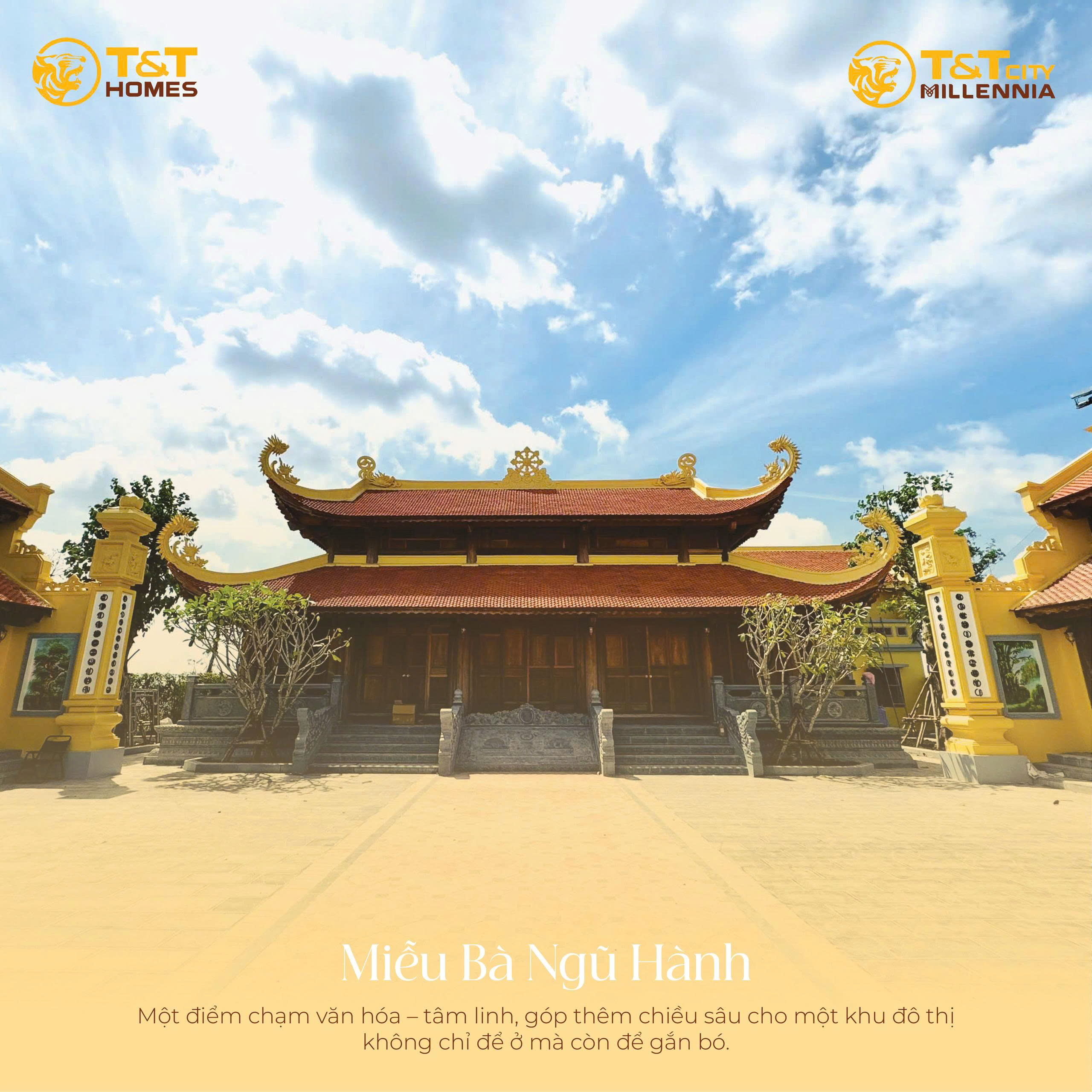 Khuôn viên Miếu Bà Ngũ Hành điểm tựa văn hóa tâm linh tại dự án T&T City Millenia Long Hậu